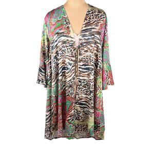 NWT Johnny Was Lotte Paisley Tie Silk Kimono Boho Animal Print sz sml oversized